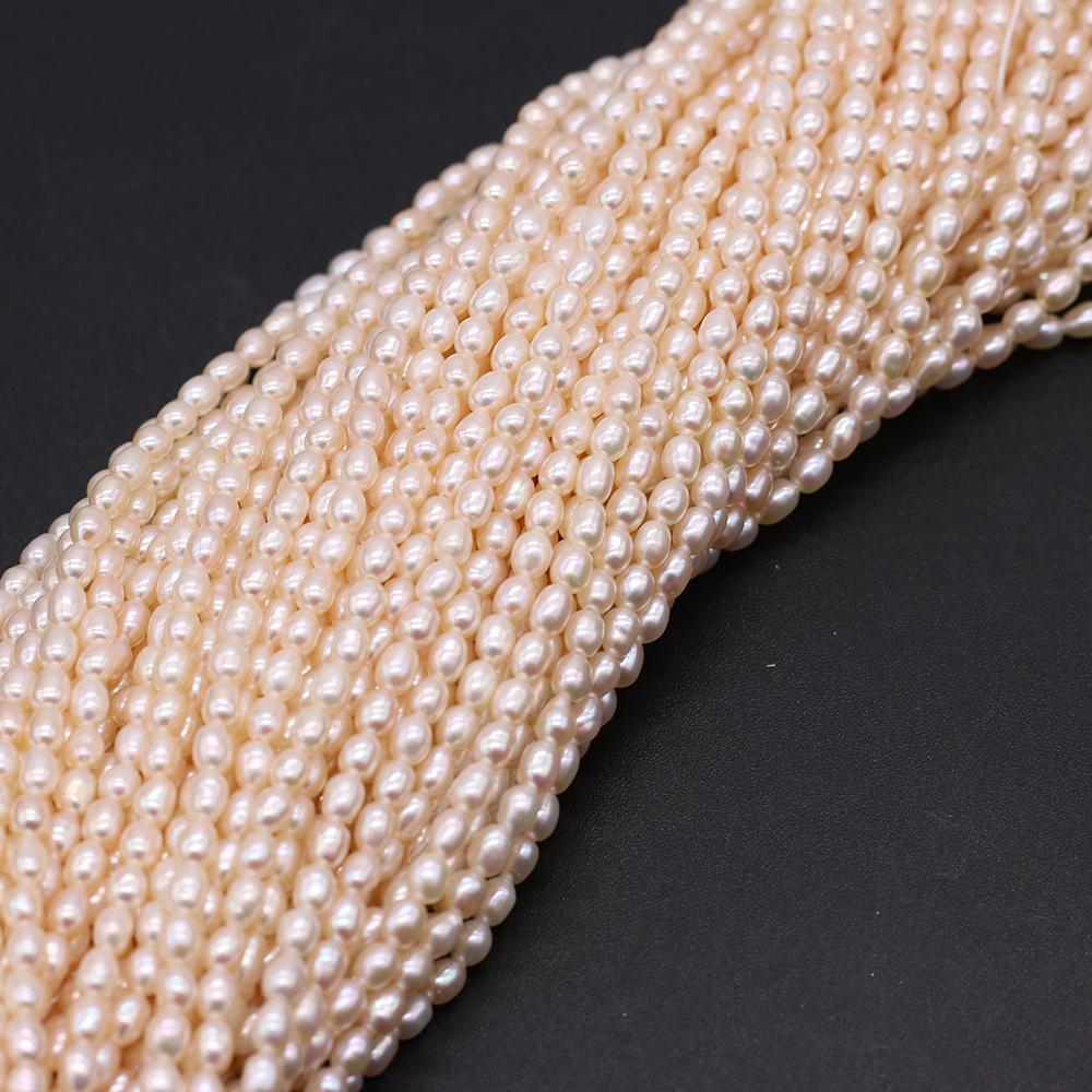 Luxury Natural Freshwater Rice Shape Pearls 3-3.5mm, 36cm Strand Handmade Wedding Jewelry Accessories DIY Crafts