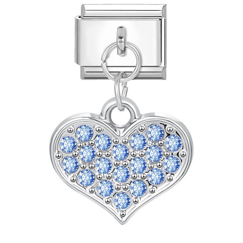 Modular Italian Steel Diamond Charm Bracelet - Personalized Handmade Jewelry Accessory