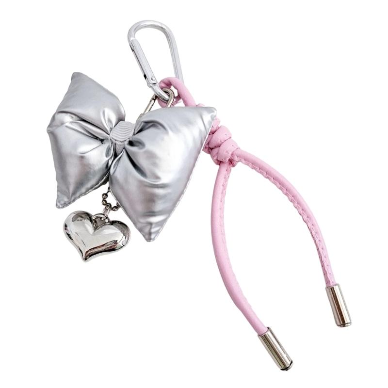 

Stylish Heart Bowknot Keychain Pendant Suitable for Women s Handbags Phone Case Purses Adding Style to Your Accessories