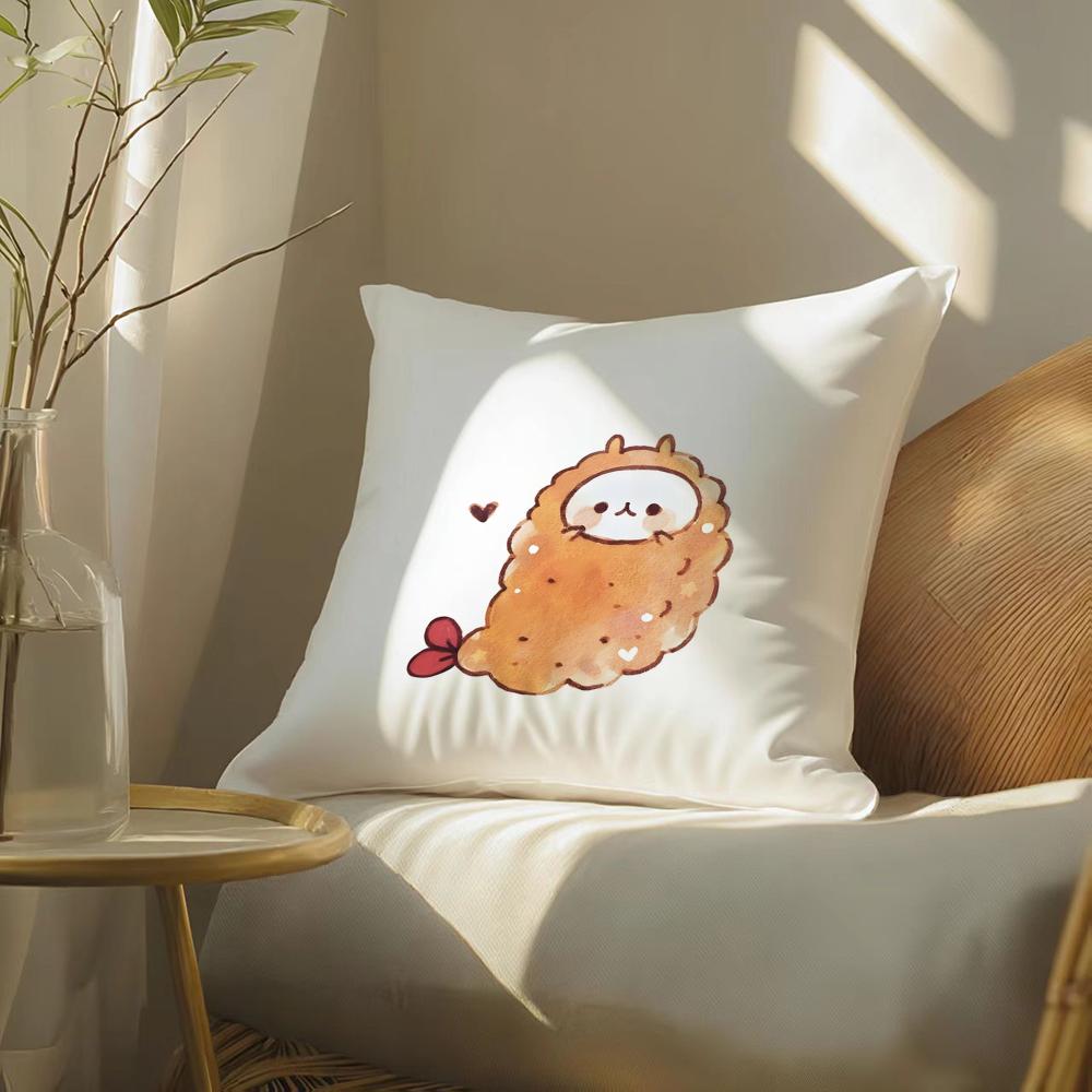 Cute Cartoon Animal Companion Patterns Cushion Cover Silky Elegant Comfort Sofa Bed Invisible Zipper Beach Pillowcase