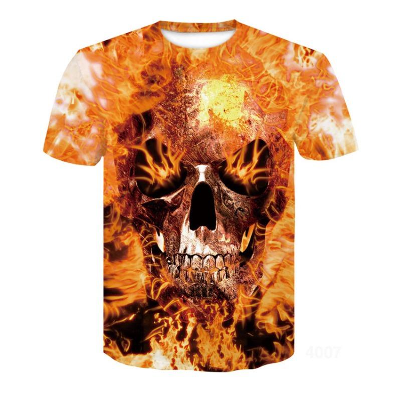 Summer Clothing Skeleton 3D Digital Printing Men's Round Neck Short Sleeved T-shirt