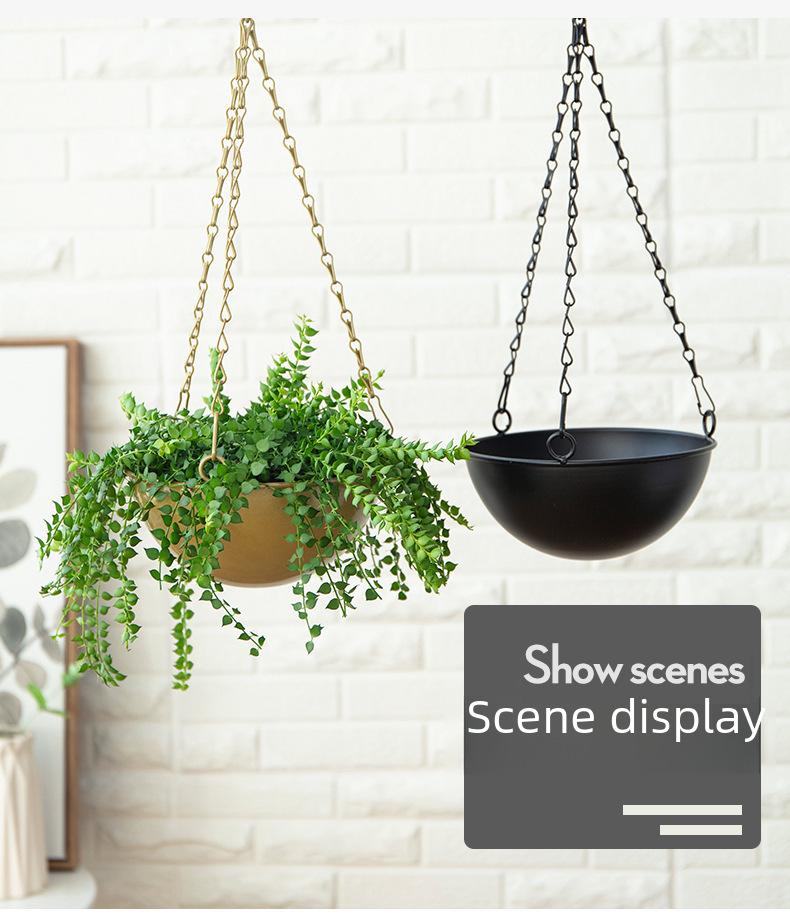Iron Hanging Flower Pot for Hydroponic and Succulent Plants, European Garden Decoration