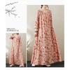 Round Neck Drawstring Loose Minimalist Long Sleeve Extra Long Dress Resort Style