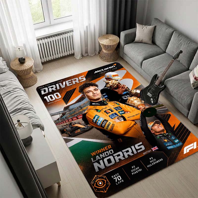 F1 McLaren Team Area Rug, Formula 1 Racing Drivers Collage Print Non Slip Floor Rug for Fan Bedroom Living Room Decor