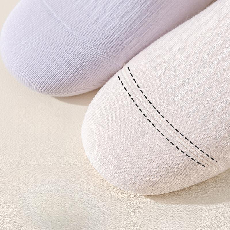 Summer Thin Mesh Double-bar Striped Boneless Sports Socks for Women That Won't Fall Off