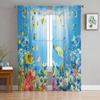 Carp Animal Fish Geometric Tulle Curtains For Living Room Sheer Curtain Bedroom Voile Decorative Window Treatments