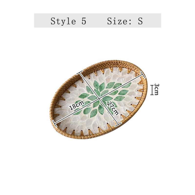 Rattan color inlaid shell storage basket living room light luxury storage basket fruit snack plate entrance key storage tray
