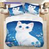 Weißes Katzenmuster Bettwäsche Steppdecke Set Deckenbezug Kissenbezug Heimdekoration Geburtstagsgeschenk (1 Bettbezug + 2 Kissenbezüge, ohne Füllung)