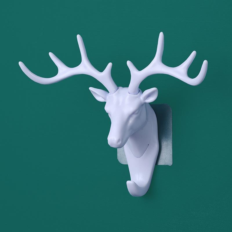 Antler Hooks for WallsNo Need for Drilling Strong Hanging Clothes Sticky Hooks for WallsDeer Head Decorative Hooks Key Hooks