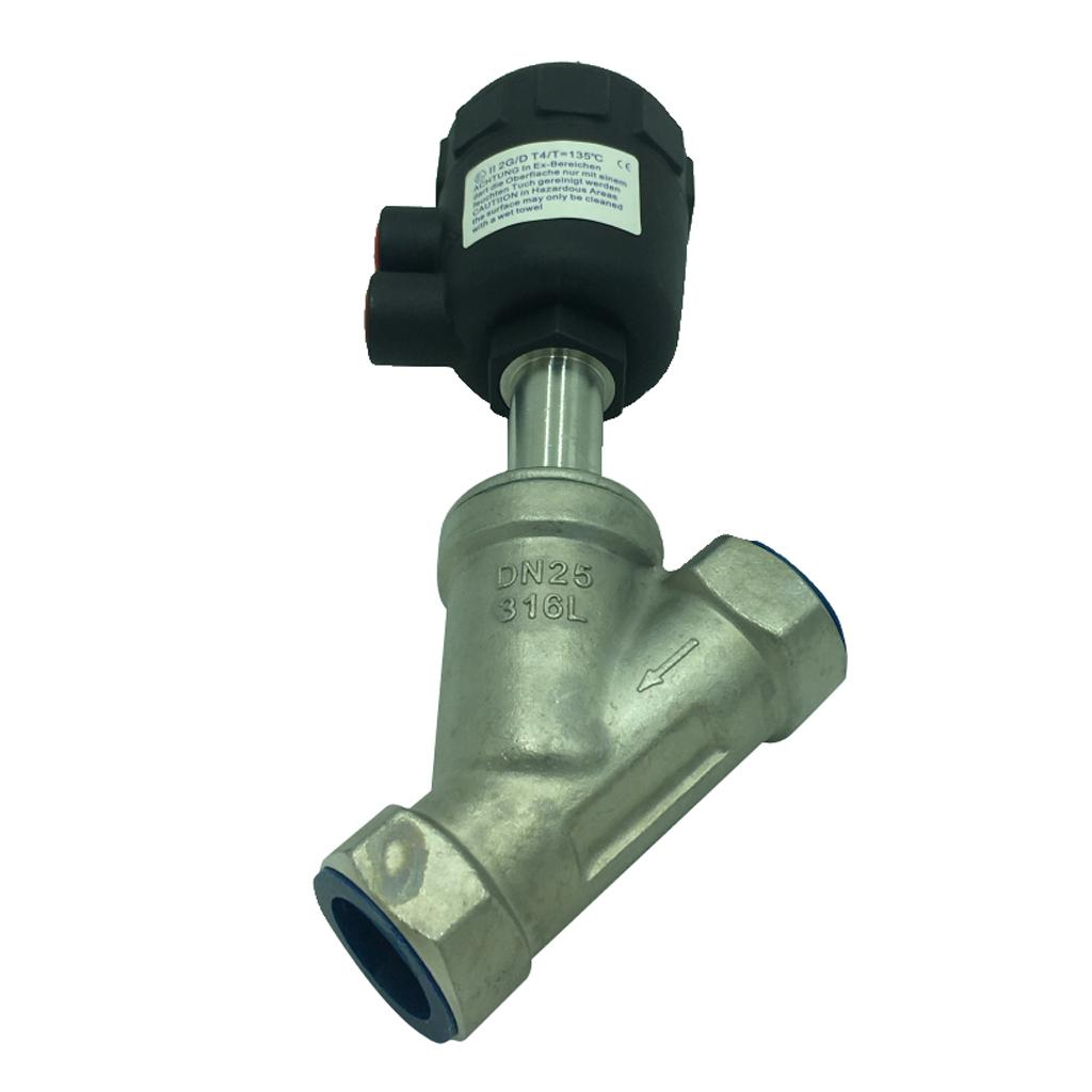 DN25 Pneumatic Angle Seat Valve,Stainless Steel Double-acting Air Actuated Valve with