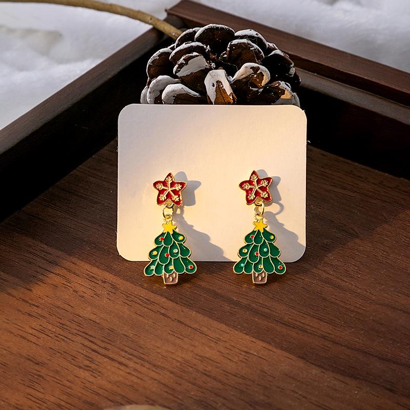 Cross-Border Hot-Selling Christmas Earrings - Cute Elk & Santa Claus Cartoon Silver Needle Studs