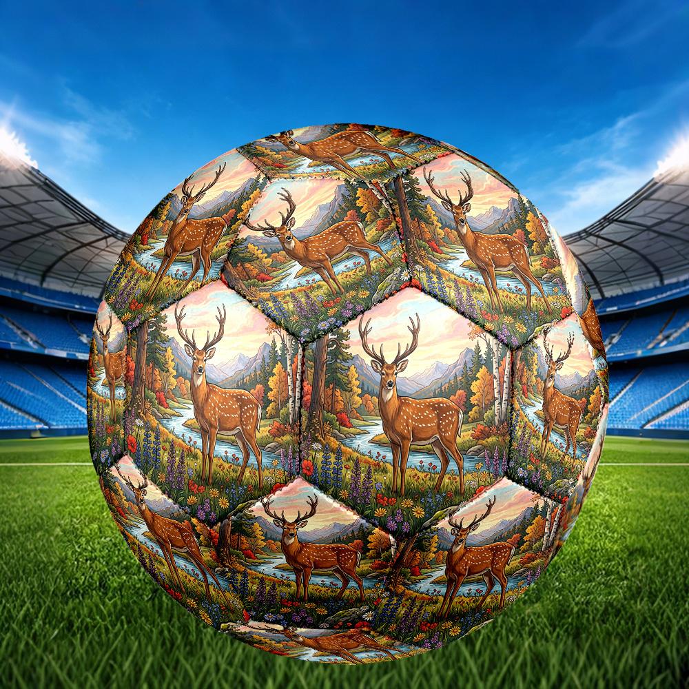 1pc Deer Autumn Landscape Durable Size 5 Soccer Ball Professional Match Training Football Indoor &Outdoor Sports Ball p60114