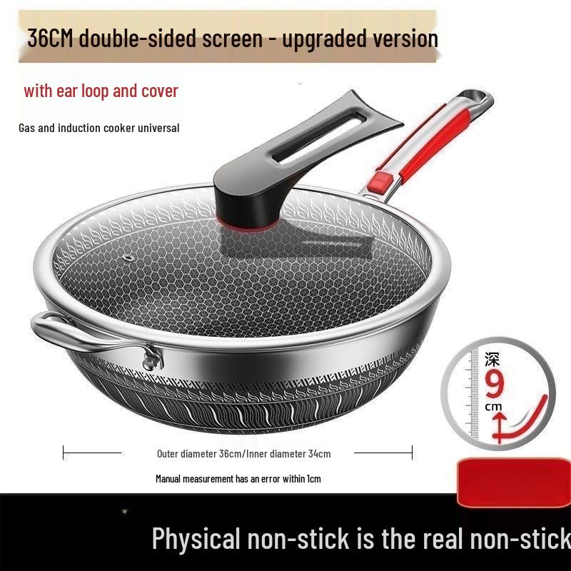 Zhi Shi 36CM 316 Stainless Steel Non-stick Wok