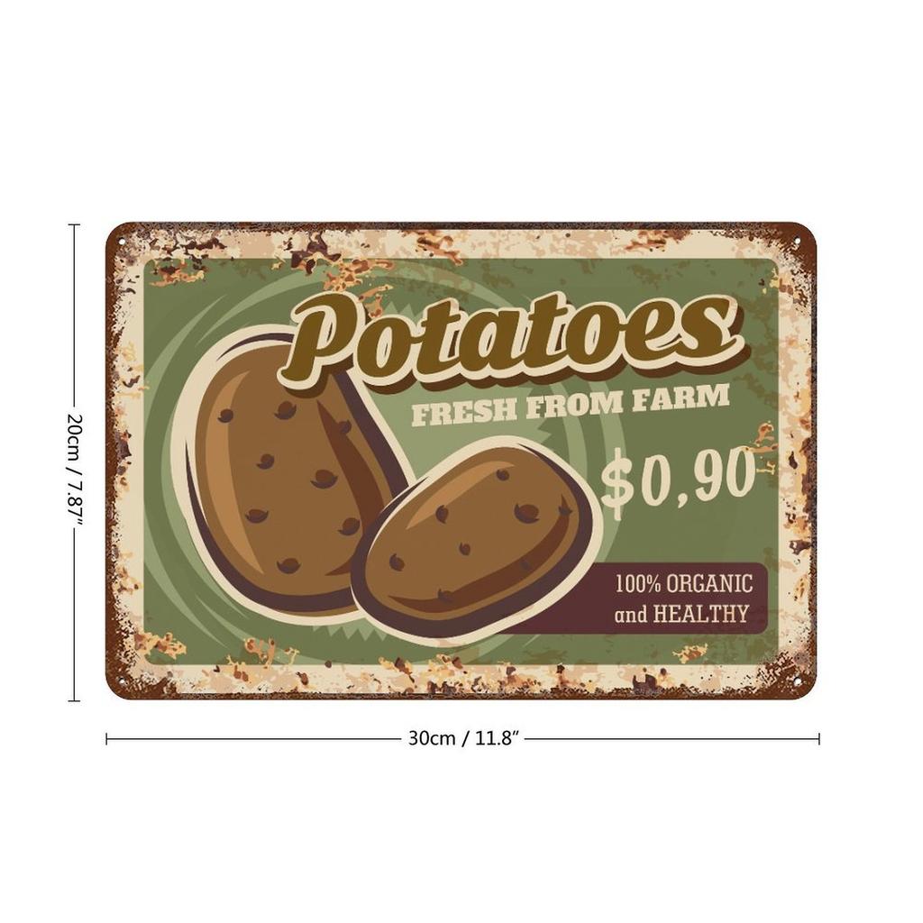 1-Pack antique shabby metal plate, 20×30cm and 30×40cm, rustic décor for bedroom, study or coffee shop