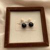 Warm And Elegant Black And White Round Beads Fringed Pearl Earrings, Earrings, Smart And Light Method, Elegant, Exquisite And Simple Daily Earrings.