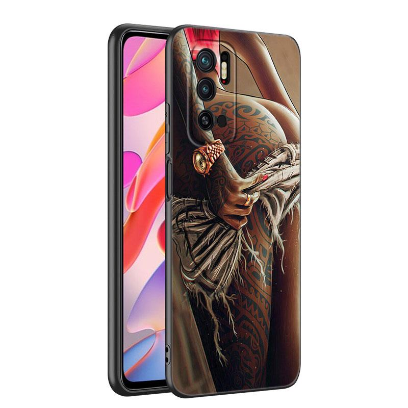 Sexy Sleeve Tattoo Girl Black Silicone Phone Case For Xiaomi Mi 9 SE 8 10T 11 12 13 Lite 9T 11T 12S 12T 13T 14 Pro 5G NE 11i 12X