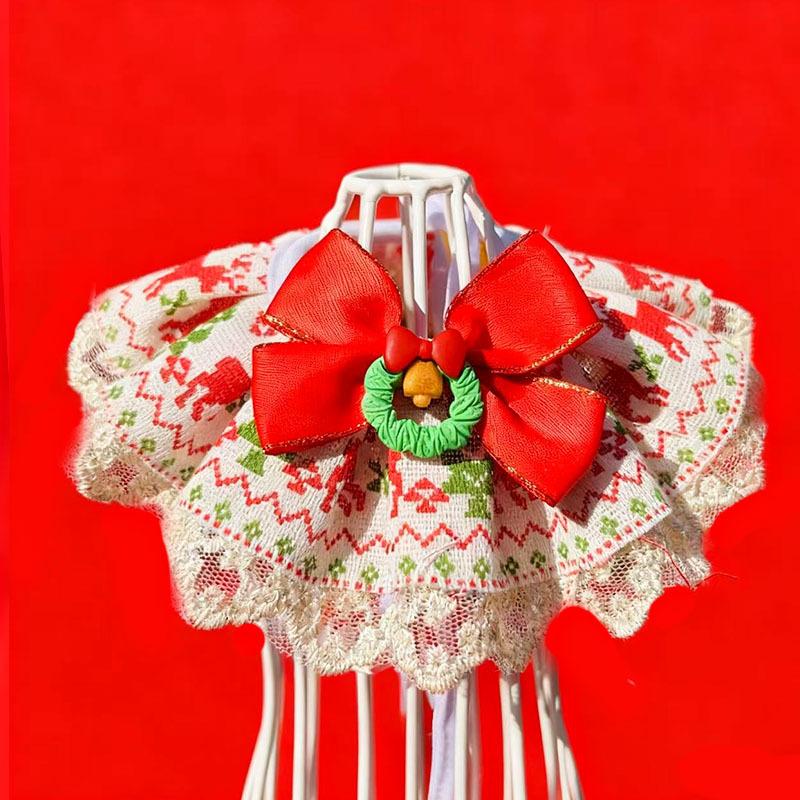 New Christmas Day Lace Pet Collar Princess Style Dog Saliva Scarf Cat Scarf Bib