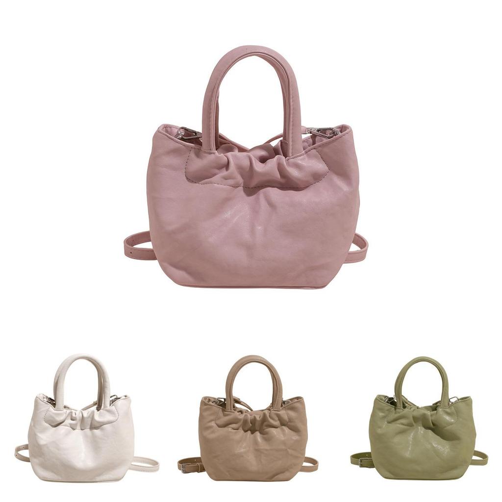 Pu Pleated Design Shoulder Bag For Women Summer Fashion Minimalist Daypack With Magnetic Closure