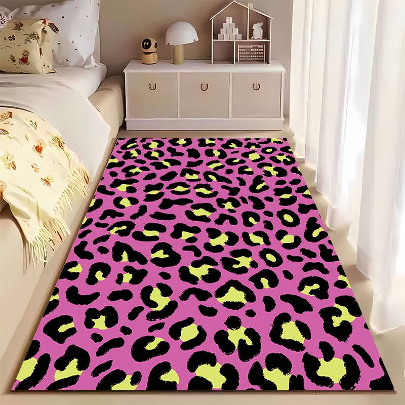 Leopard Print Pink Carpet suitable as a non-slip mat for the living room or bedroom sofa