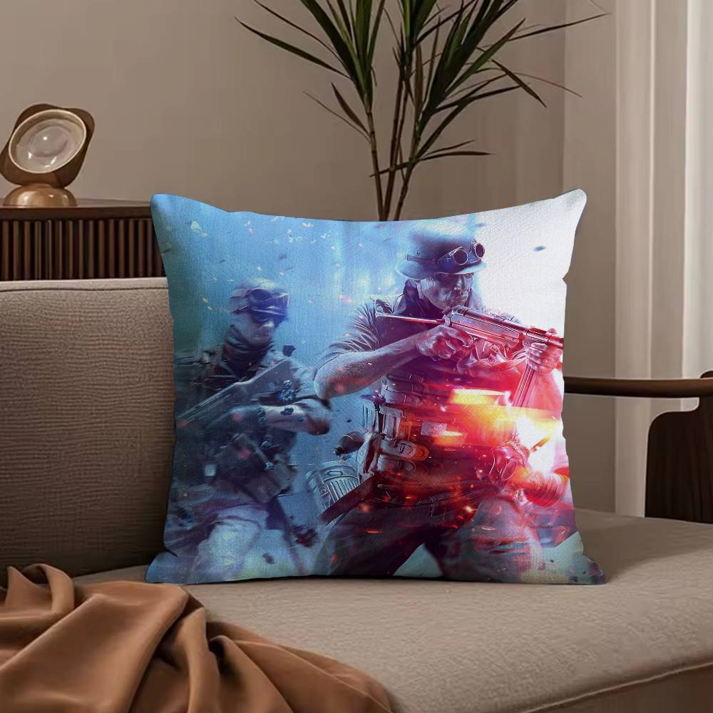 Hot Cool Games B-Battlefield Pillow Case Anti-dustmite Pillowcase Invisible Zipper Silky Short Plush Sofa Cushion Cover