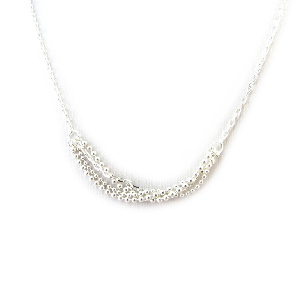 Les Trésors De Lily [M7259] - Silver 'Marbles' Silver Necklace - 50x5 Mm
