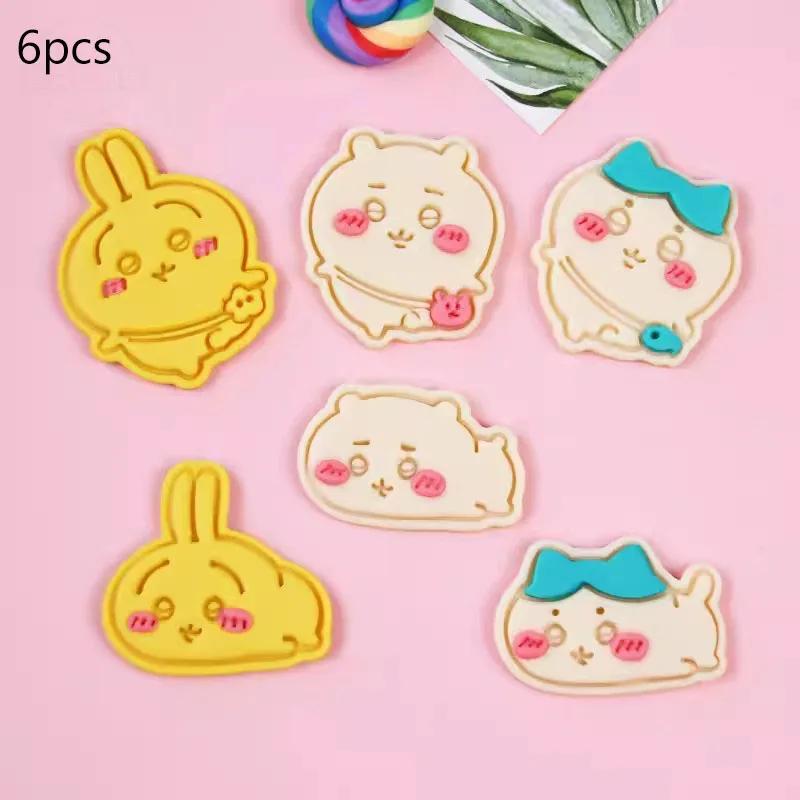 3/6Pcs 3D Cartoon Cookie Mold Anime Japanese Kawaii Biscuit Cutters Stamps Fondant Molds Chestnut Rabbit Bunny Baking Tools