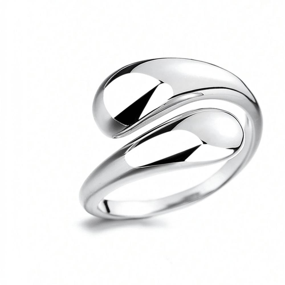 Luxury European-American Geometric Water Drop Open Ring: Versatile, High-End Index Finger Jewelry