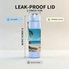 1PC Palm Tree Beach Tropical Island Print 750ml Color Plastic Sports Water Bottle Leakproof Flip Straw Lid Suitable for Sports Office Home Use