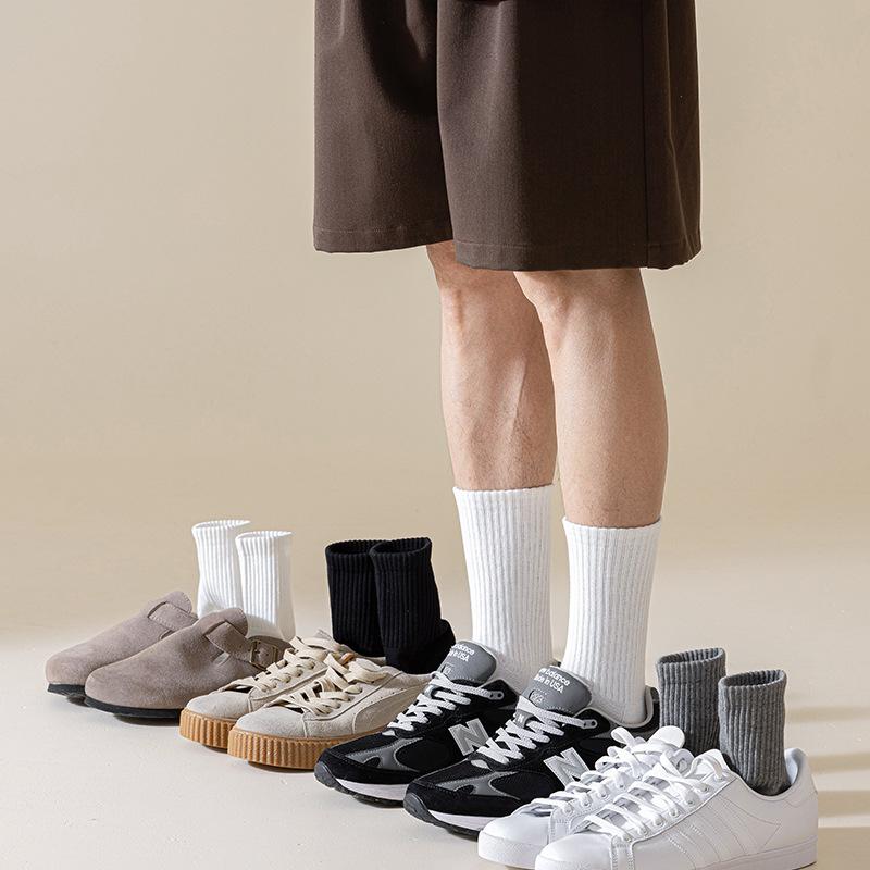 Men's Autumn and Winter Long Soft Cotton Socks, Solid Color Business Series Men's Socks, Sweat-absorbing and Breathable Mid-calf Sports Socks
