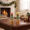 Glass Christmas Tree Figurine , Holiday Tabletop Decoration and Small Gift for Christmas