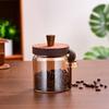 Creative Amber Coffee Bean Tea Storage Jar with Spoon Sealed Jar High Borosilicate Glass Sealed Bottle Wooden Lid Food Container