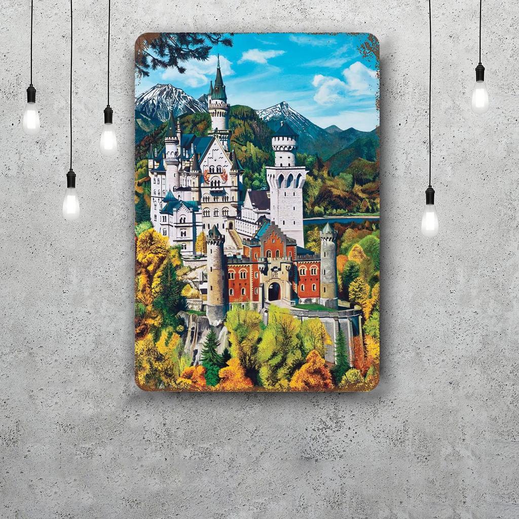 Neuschwanstein Castle Vintage Metal Tin Signs Posters Decor Retro Metal Plaque Wall Art Decor for Garage Bar