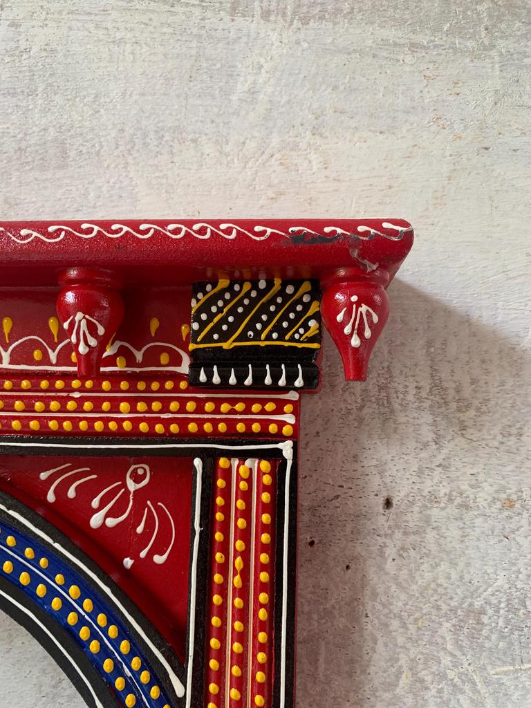 Hand-Painted Wooden Jharokha Frame: Indian Wall Decor