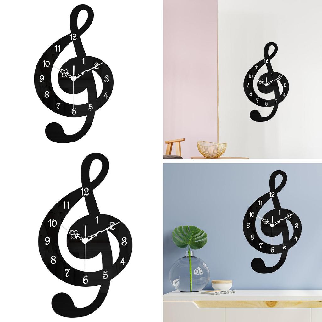 Horloge Murale Moderne Note de Musique Décorative Silencieuse Sans Tic-Tac Art Mural Musical Décor Cadeau pour Salle de Piano Studio