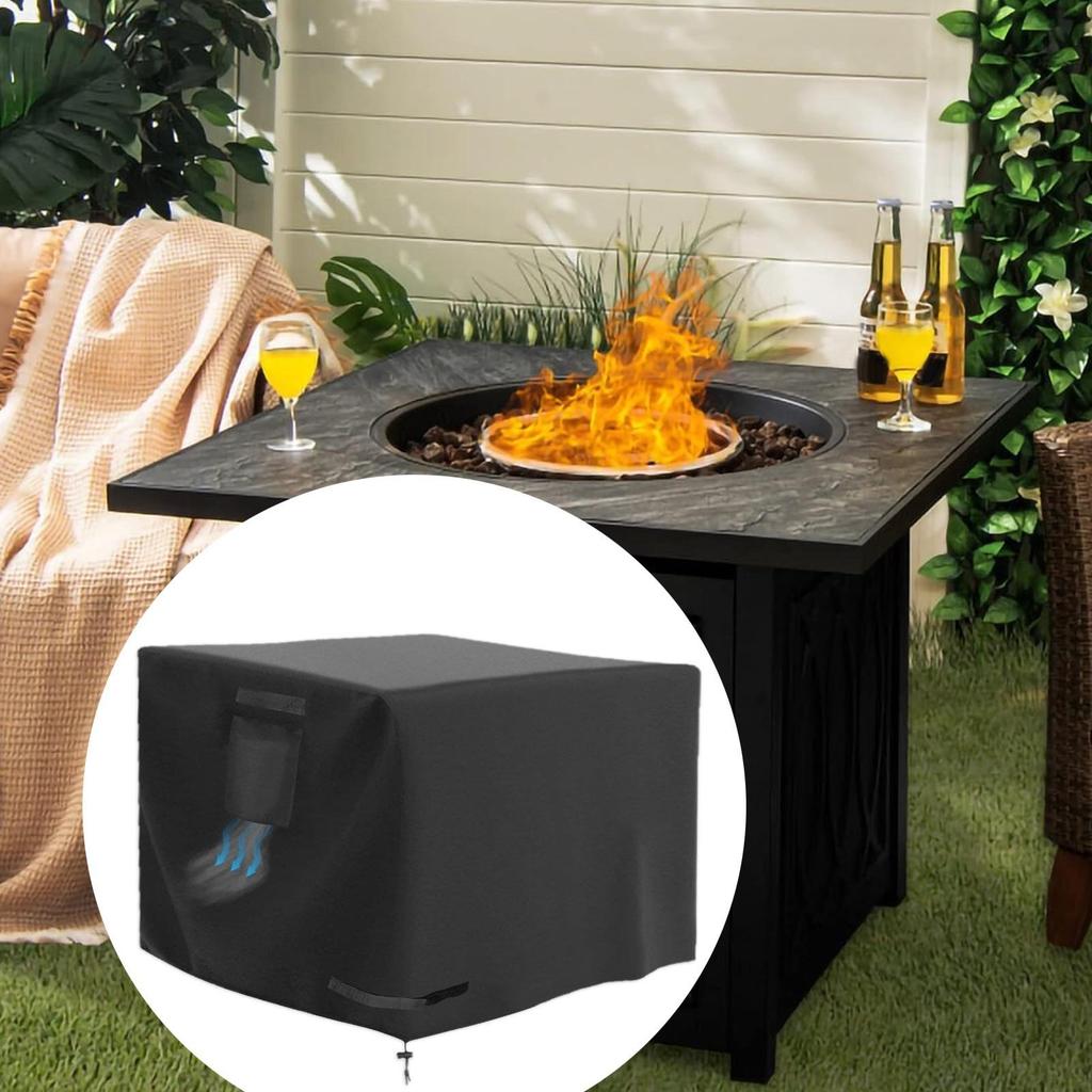 Fire Pit Cover Square 30 Inch Waterproof Heavy Duty Shield Fire Table Covers For Patio Porch Camping Indoor Outdoor Home Yard