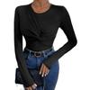 Women Round Neck Black Twisted Sexy Bodysuit Fashion Elegant New Long Sleeve Slim Fit Jumpsuits Rompers Women Black Casual Ladies Bodysuits 2406