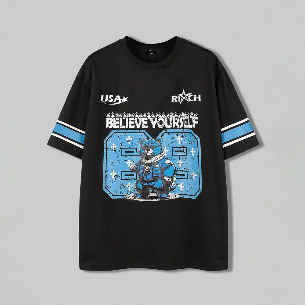 T-shirt z cyfrowym drukiem 3D dla nastolatków i mężczyzn, z krótkim rękawem, wszechstronny, oddychający