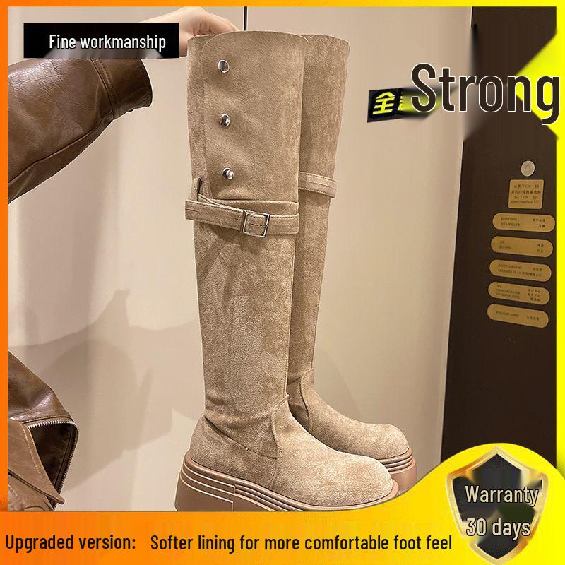 Stylish Two-Way Fold-Over Thick-Soled Women's Chunky-Heeled Knee-High Riding Boots for Autumn/Winter 2025.