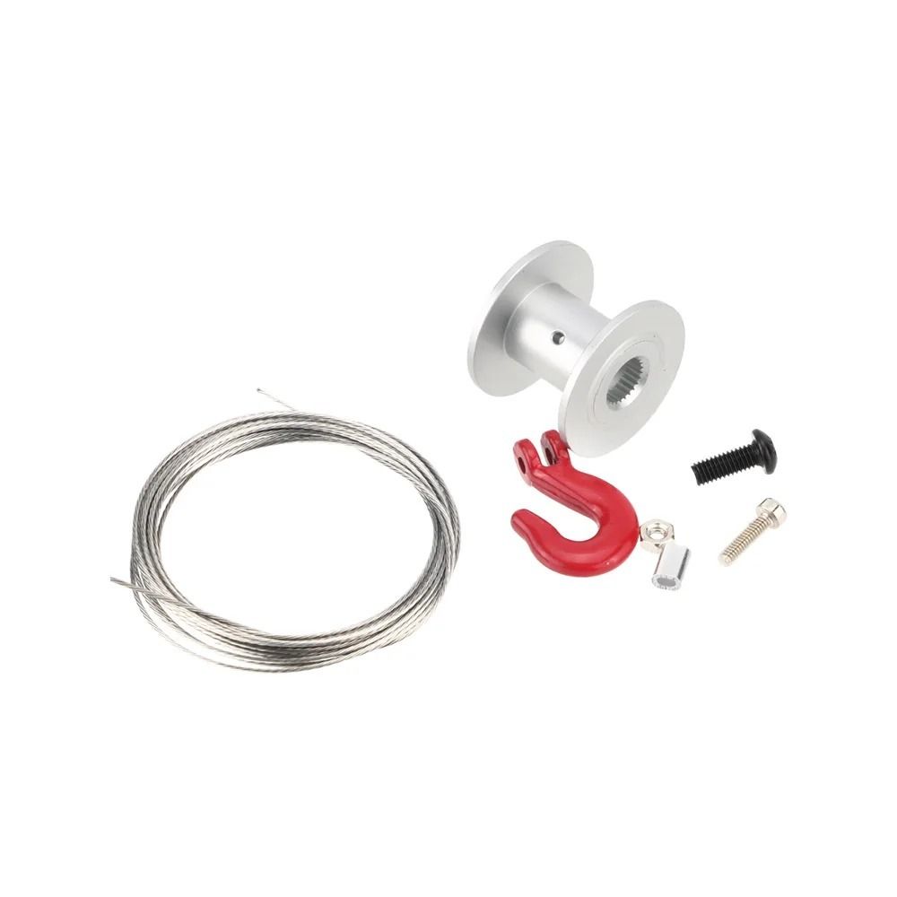 Steel Wire Rope RC Winch Spool Silver Red RC Crawler Winch Simulation Climbing Car