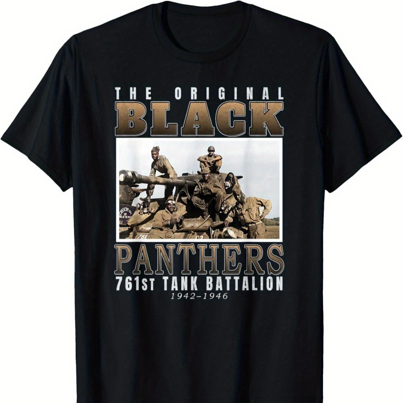 

WWII Black Panther 761st Tank Battalion TShirt 100 Cotton ONeck Short Sleeve Summer Casual Mens Tshirt Streetwear S