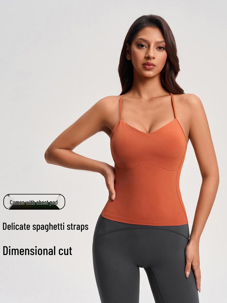 Débardeur Push-Up Sportif pour Femme Nude à Bretelles Fines avec Bonnets Rembourrés - Couche de Base Yoga & Fitness YG-1004