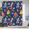 Christmas-themed Shower Curtain Featuring Colorful Monster Designs, Perfect for Festive Home Decor During Holiday Season