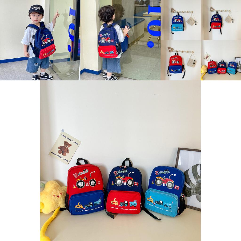 Adorable Cartoon Car Backpack For Boys And Girls Lightweight Oxford Cloth Design For Kindergarten