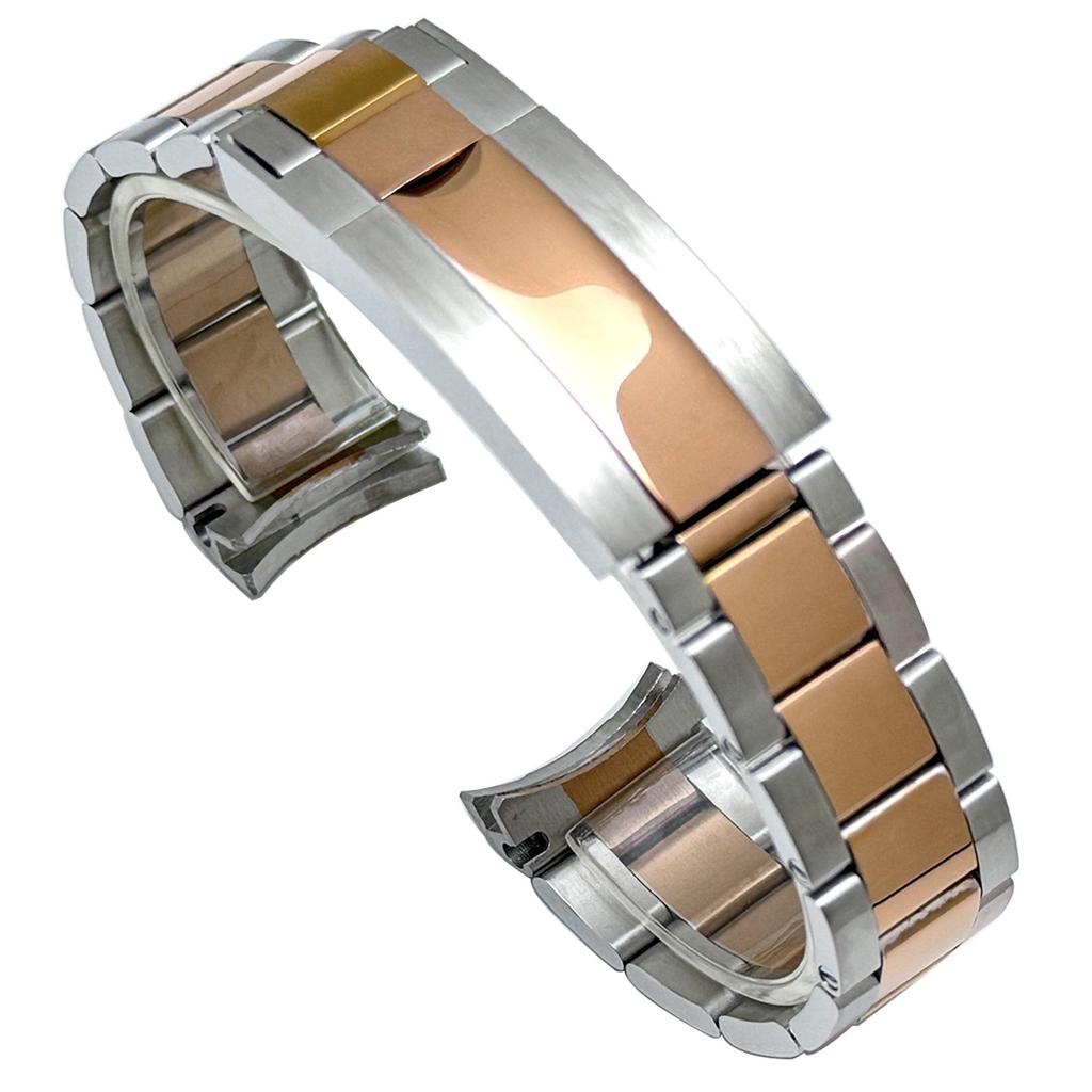 Roestvrij Staal Gebogen Eind Horlogeband, Past op Rolex Submariner Drie-Schakel Serie, 20mm, met Veiligheidssluiting.