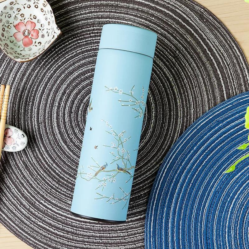 500ml Chinese Style Retro Thermos Stainless Steel Tea Cup Coffee Water Bottle Gift Box Leak-Proof Classic Best Gift Home Office