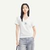 FivePlus Sweet V-Neck Pearl Pattern Short-Sleeve T-Shirt