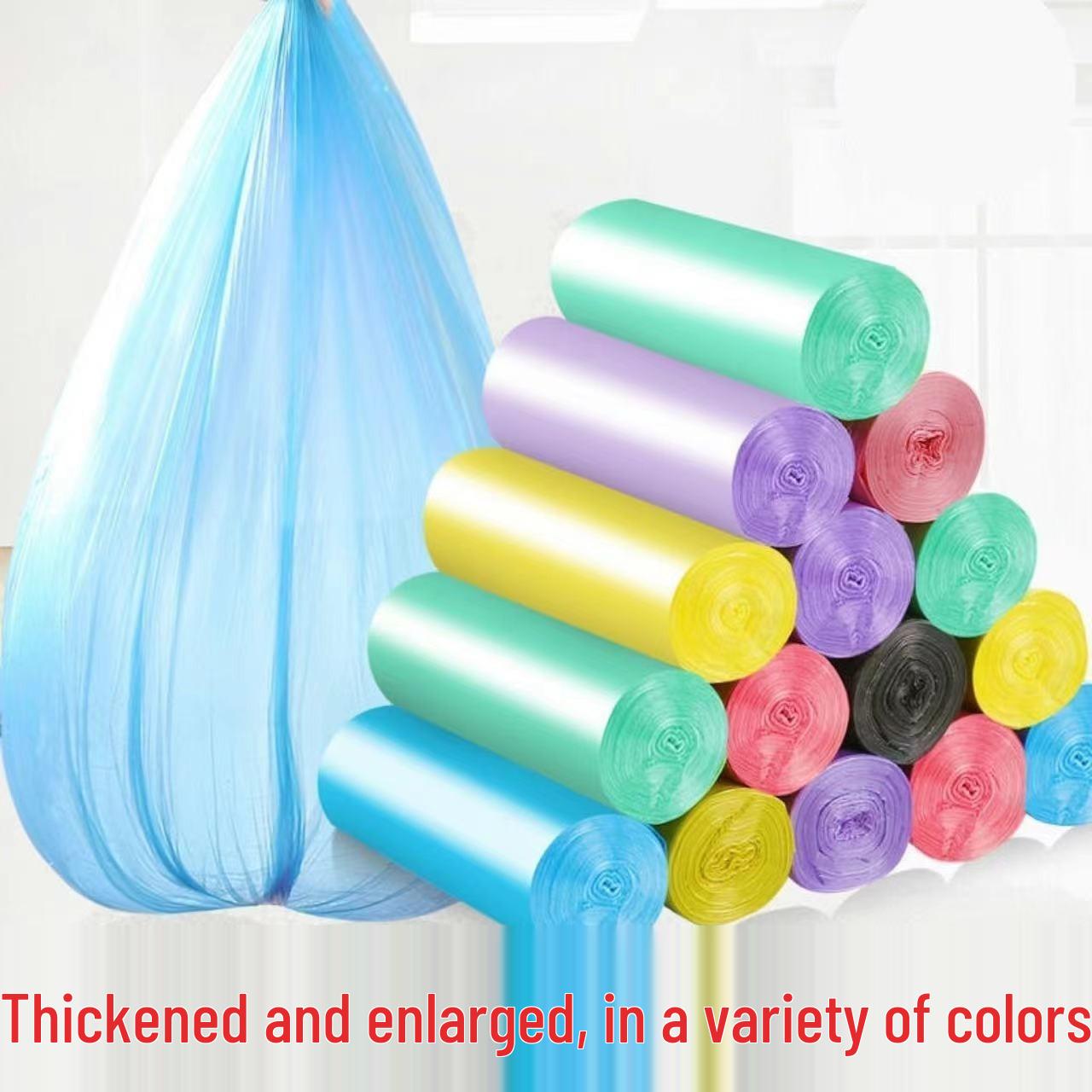 Medium-Sized Colored Flat-Mouth Disposable Garbage Bags for Kitchen & Bathroom