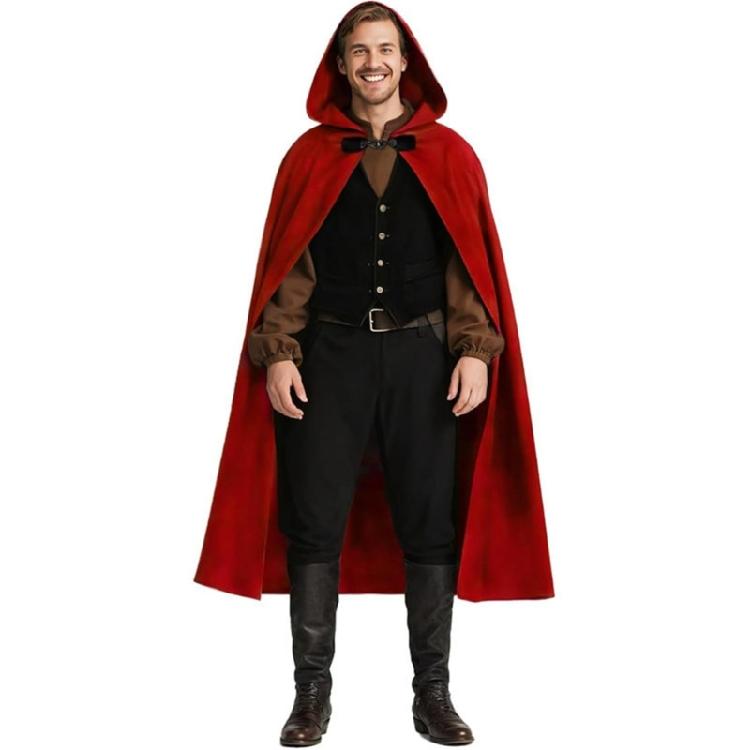 Era Cloak For Adults Winter Outdoor Activities Soft Polyester Cape Quick Fastener Medieval Costume for Halloween Party