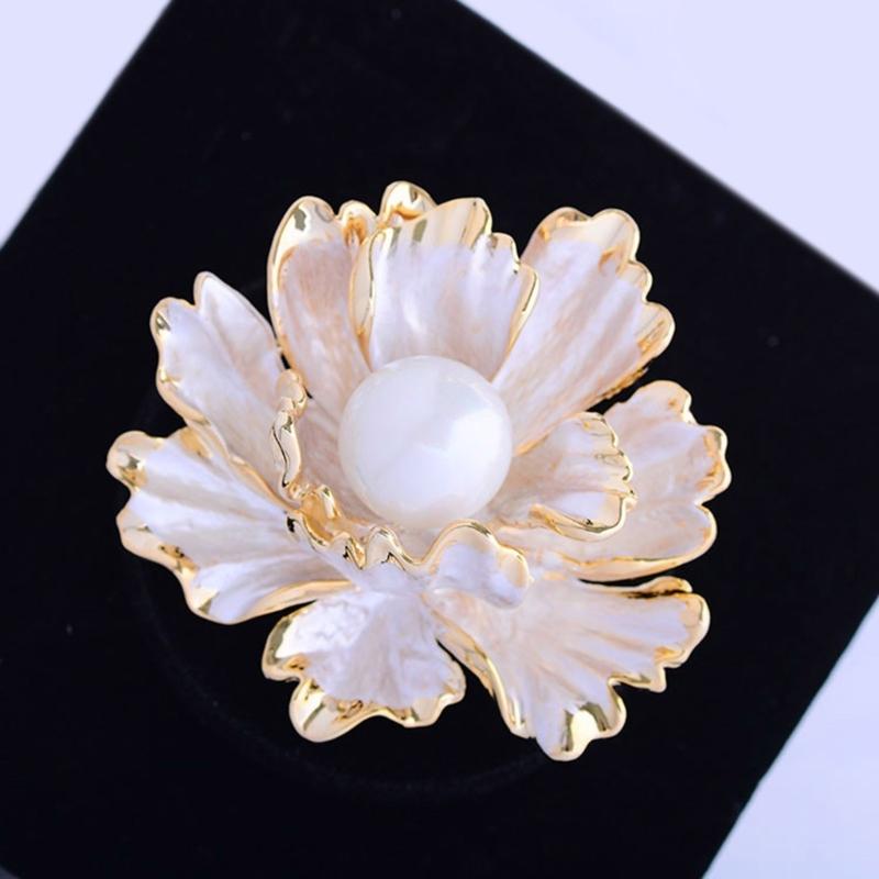 Peony Corsage Pin Brooch for Women Adorned with Rhinestones and Imitation Pearls Perfect for Wedding Party Office