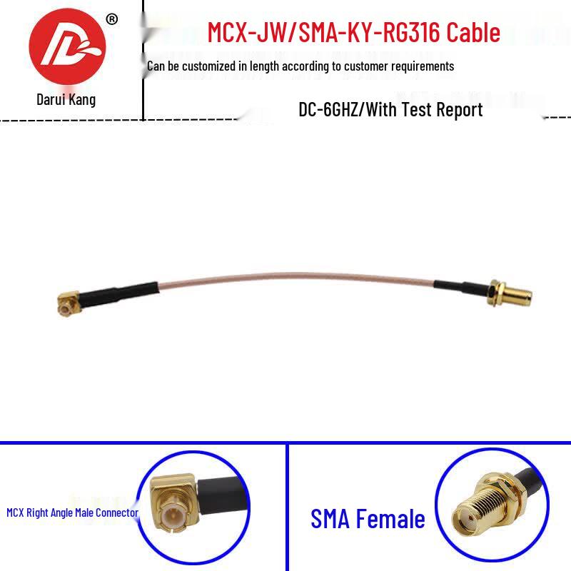 Darecom SMA to MCX RF Interconnect Cable